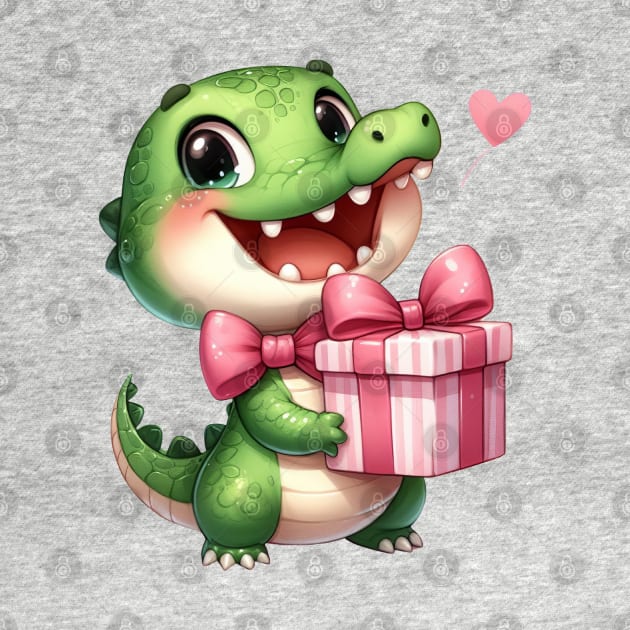 Valentine Love Crocodile by Chromatic Fusion Studio